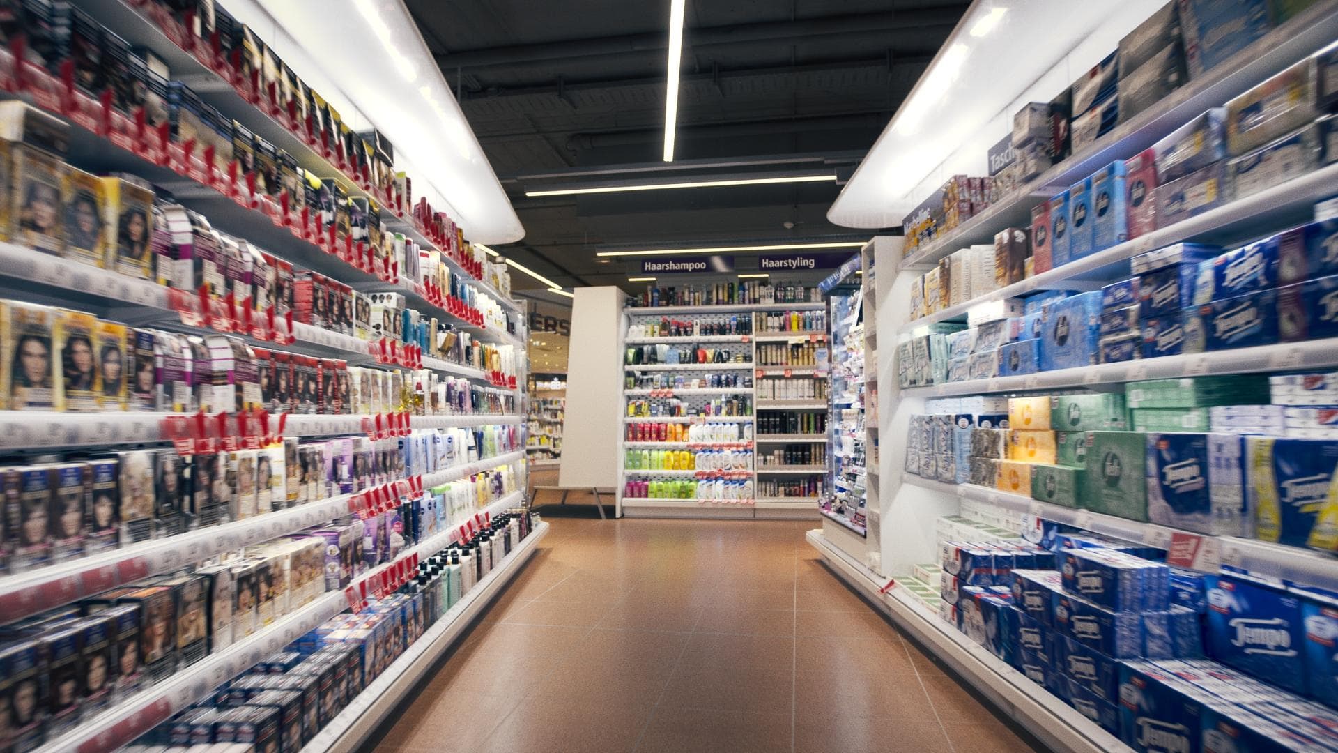 Shelves with products in store